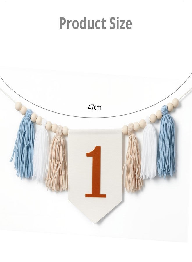 Tanice High Chair Banner for First Birthday Boy/Girl, Pre-Assembled Number One Banner with Tassels for Highchair, 1st Birthday Party Decorations - Image 2